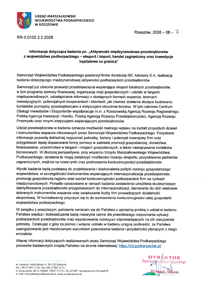 Informacja o realizacji badania 
