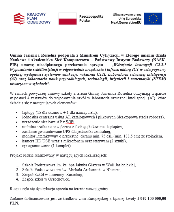 Wyposażenie szkół w laboratoria sztucznej inteligencji (AI)