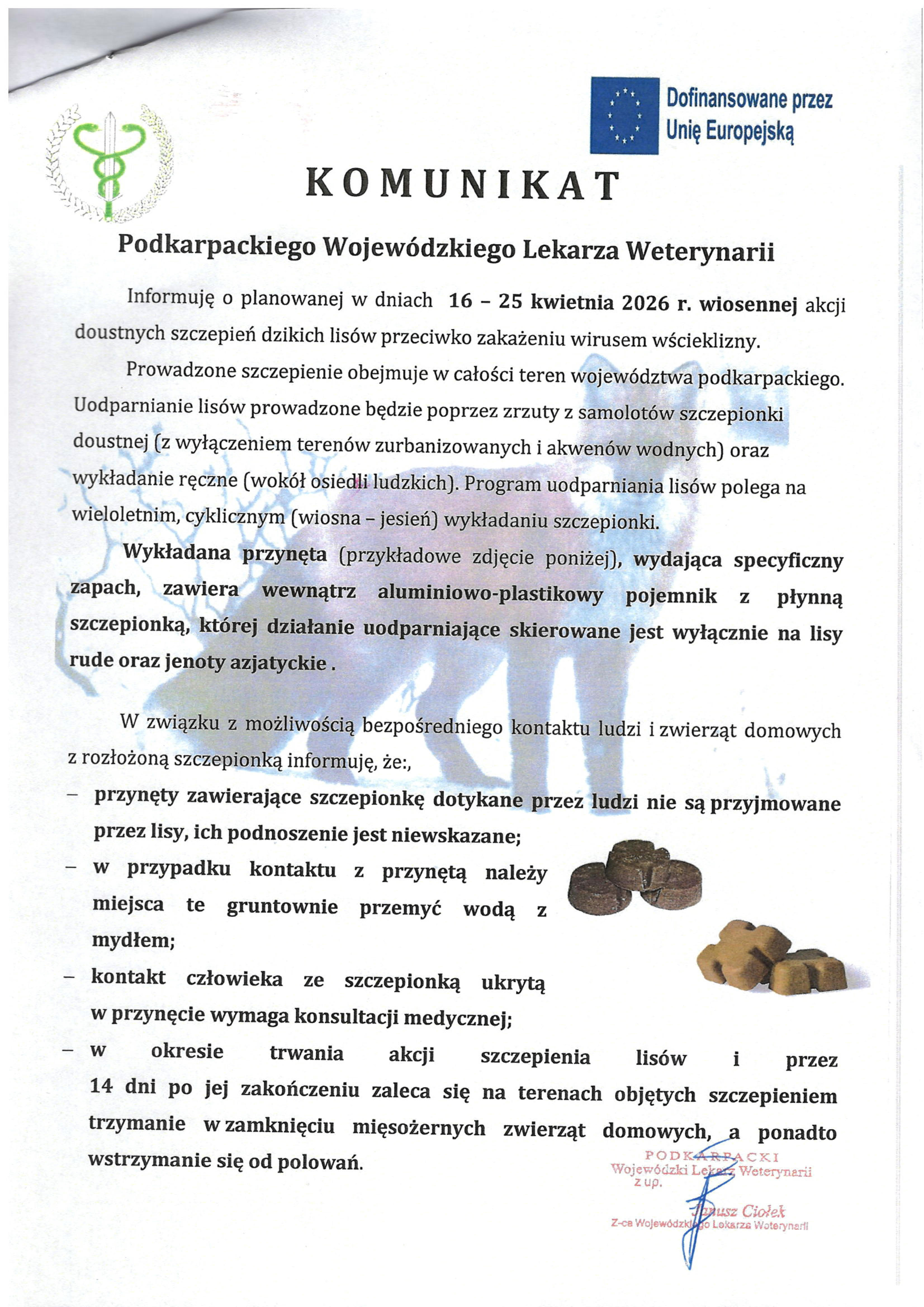 Komunikat Podkarpackiego Wojewódźkiego Lekarza Weterynarii