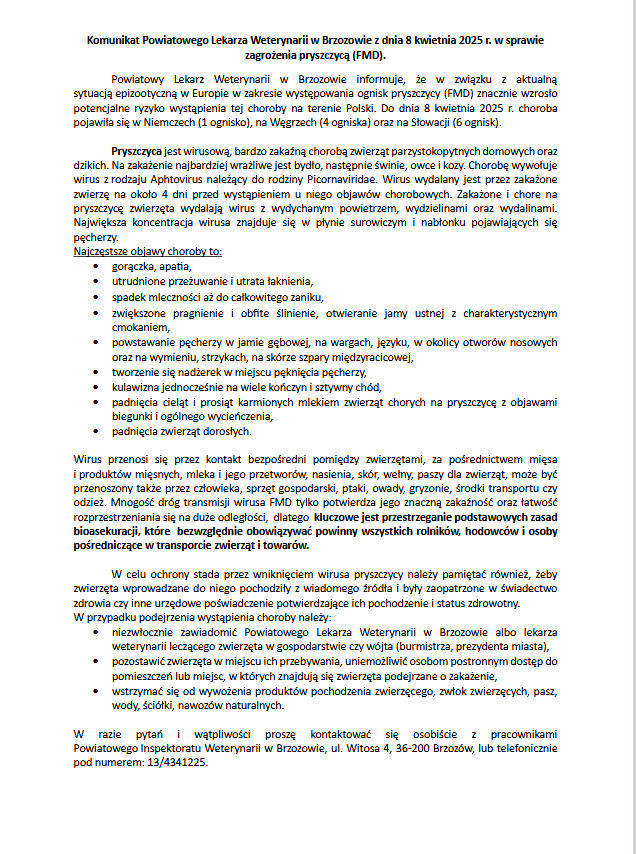 Ulotka MRiRW - pryszczyca