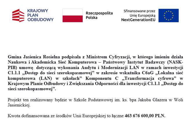 Modernizacja sieci LAN w Szkole Podstawowej w Woli Jasienickiej